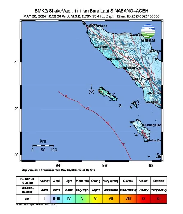 Gempa M6,2 Guncang Kabupaten Simeulue